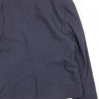Primark Womens Blue Striped Cotton Jacket Blazer Size 14