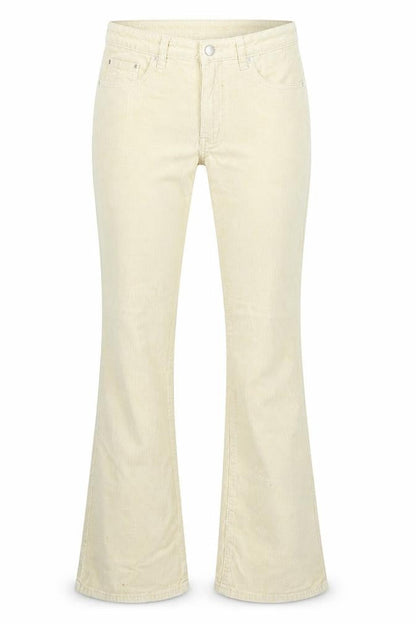 Front view of SHEIN women’s beige cotton bootcut jeans, size L, 29-inch leg regular zip