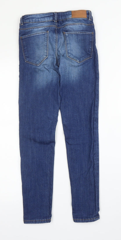 Zara Girls Blue  Cotton Skinny Jeans Size 9 Months L24 in Regular Zip