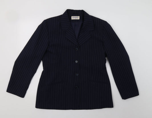 Mackays Womens Blue Striped  Jacket Blazer Size 14  Button