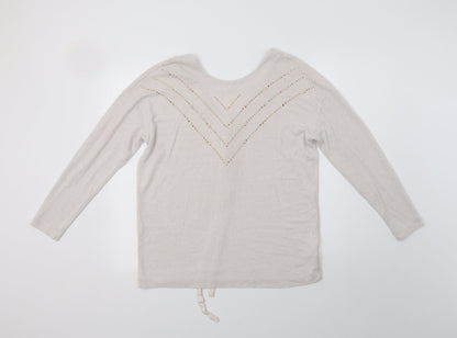 NEXT Womens Beige V-Neck  Viscose Pullover Jumper Size 8