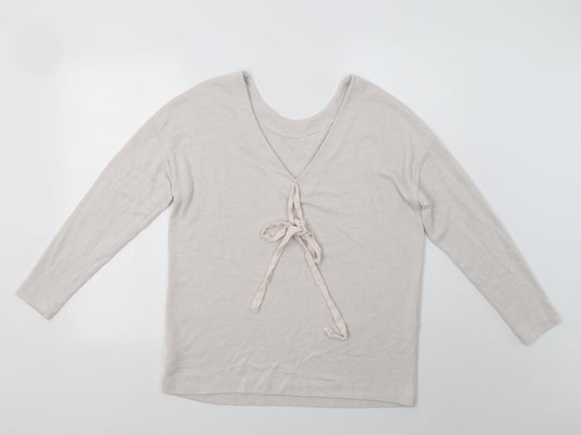 NEXT Womens Beige V-Neck  Viscose Pullover Jumper Size 8