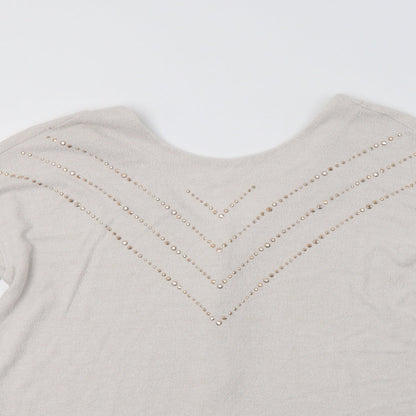 NEXT Womens Beige V-Neck  Viscose Pullover Jumper Size 8