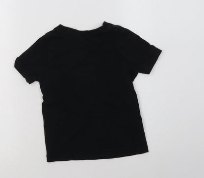 George Boys Black  Cotton Basic T-Shirt Size 3-4 Years Crew Neck  - Football