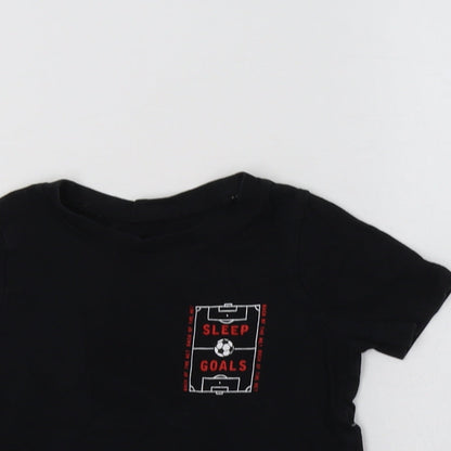 George Boys Black  Cotton Basic T-Shirt Size 3-4 Years Crew Neck  - Football