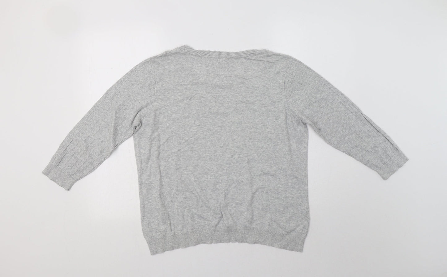 Laura As Womens Grey Round Neck  Cotton Pullover Jumper Size 16