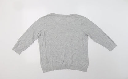 Laura As Womens Grey Round Neck  Cotton Pullover Jumper Size 16