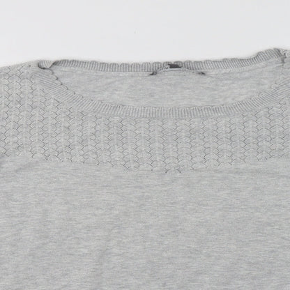 Laura As Womens Grey Round Neck  Cotton Pullover Jumper Size 16