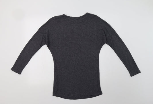 George Womens Grey Crew Neck  Viscose Pullover Jumper Size S