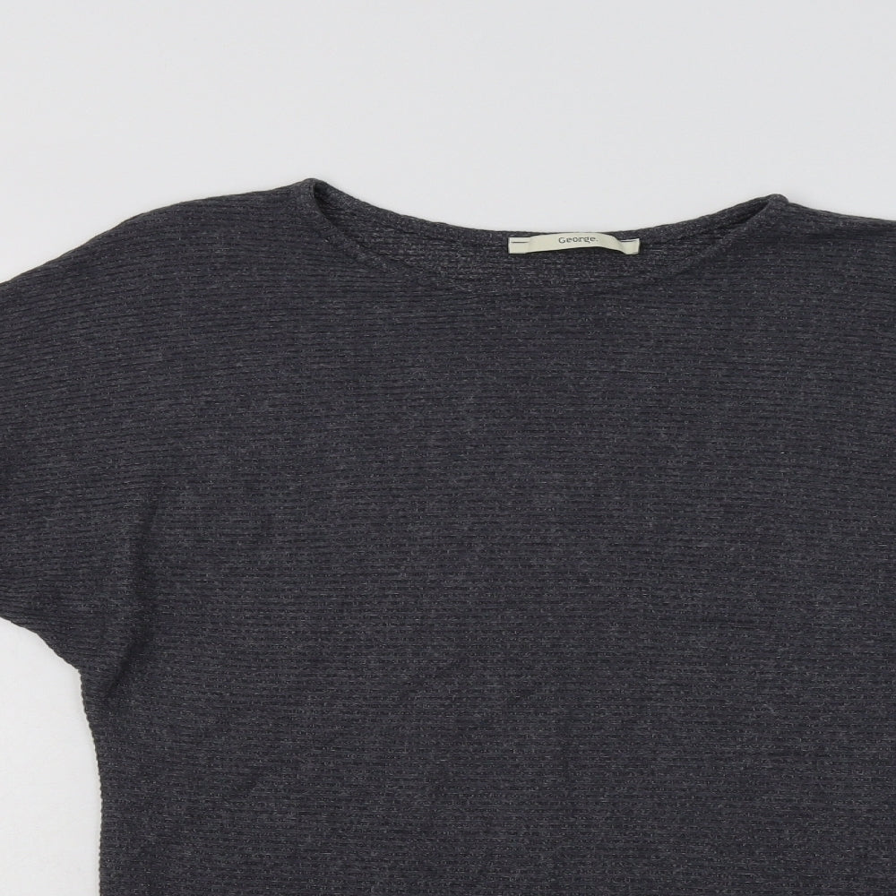 George Womens Grey Crew Neck  Viscose Pullover Jumper Size S