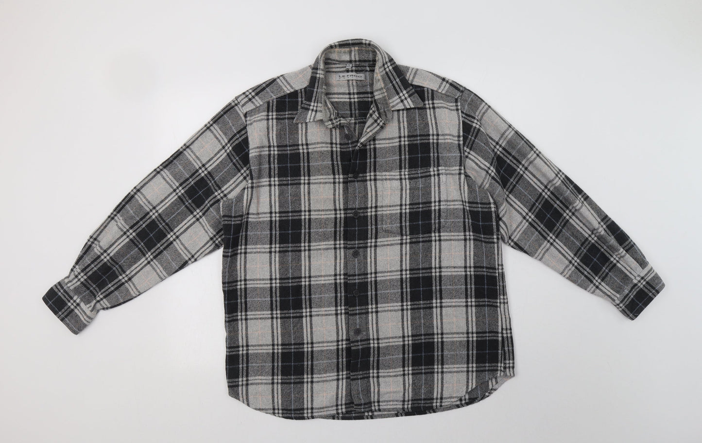 Mens UK Size M Le Frog Grey  Button-Up Long Sleeve Casual Shirt