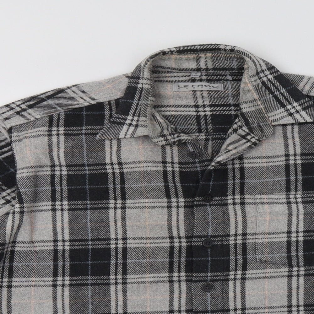 Mens UK Size M Le Frog Grey  Button-Up Long Sleeve Casual Shirt
