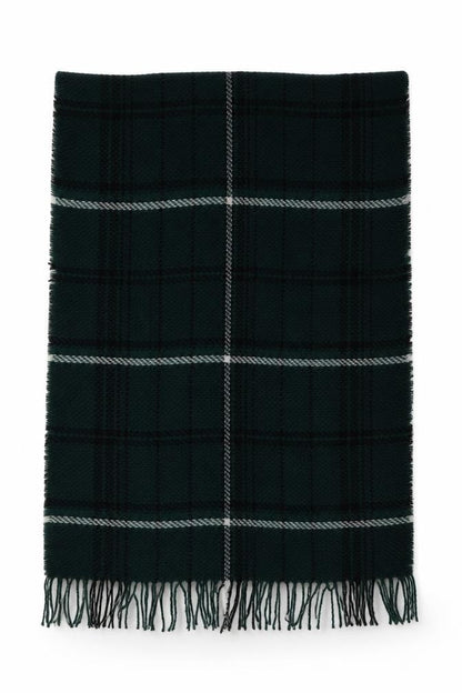 Front view of M&Co women’s green check acrylic shawl/wrap