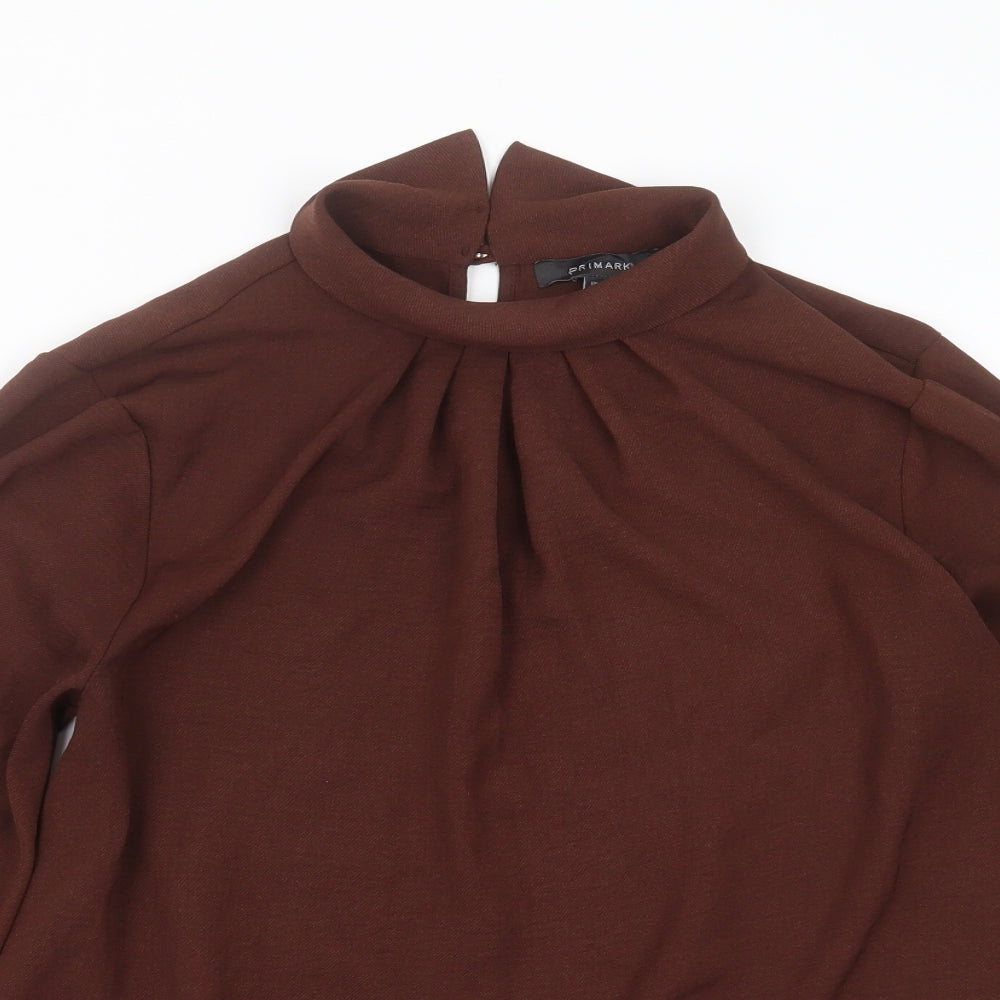 Primark Womens Brown  Polyester Basic Blouse Size 8 Collared