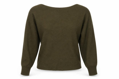 New Look Womens Green Boat Neck  Acrylic Pullover Jumper Size M