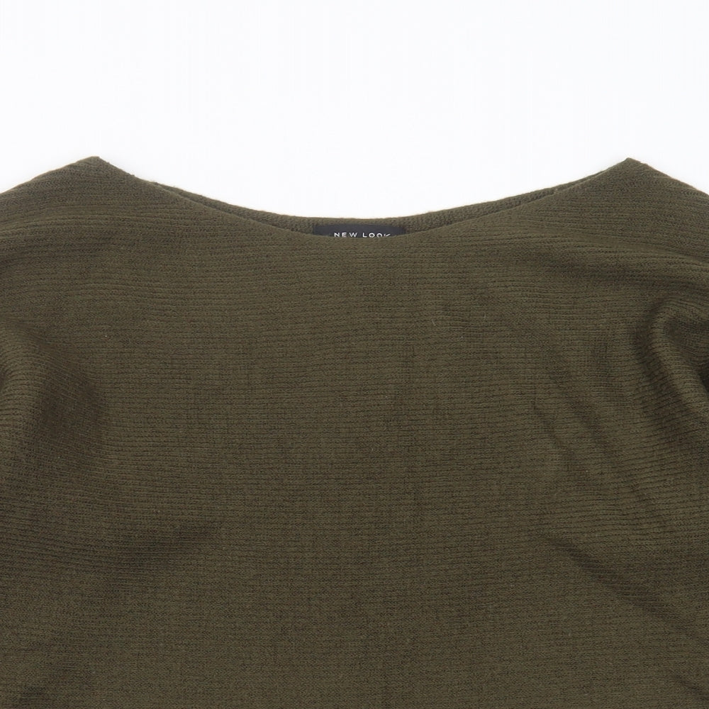 New Look Womens Green Boat Neck  Acrylic Pullover Jumper Size M