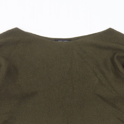 New Look Womens Green Boat Neck  Acrylic Pullover Jumper Size M