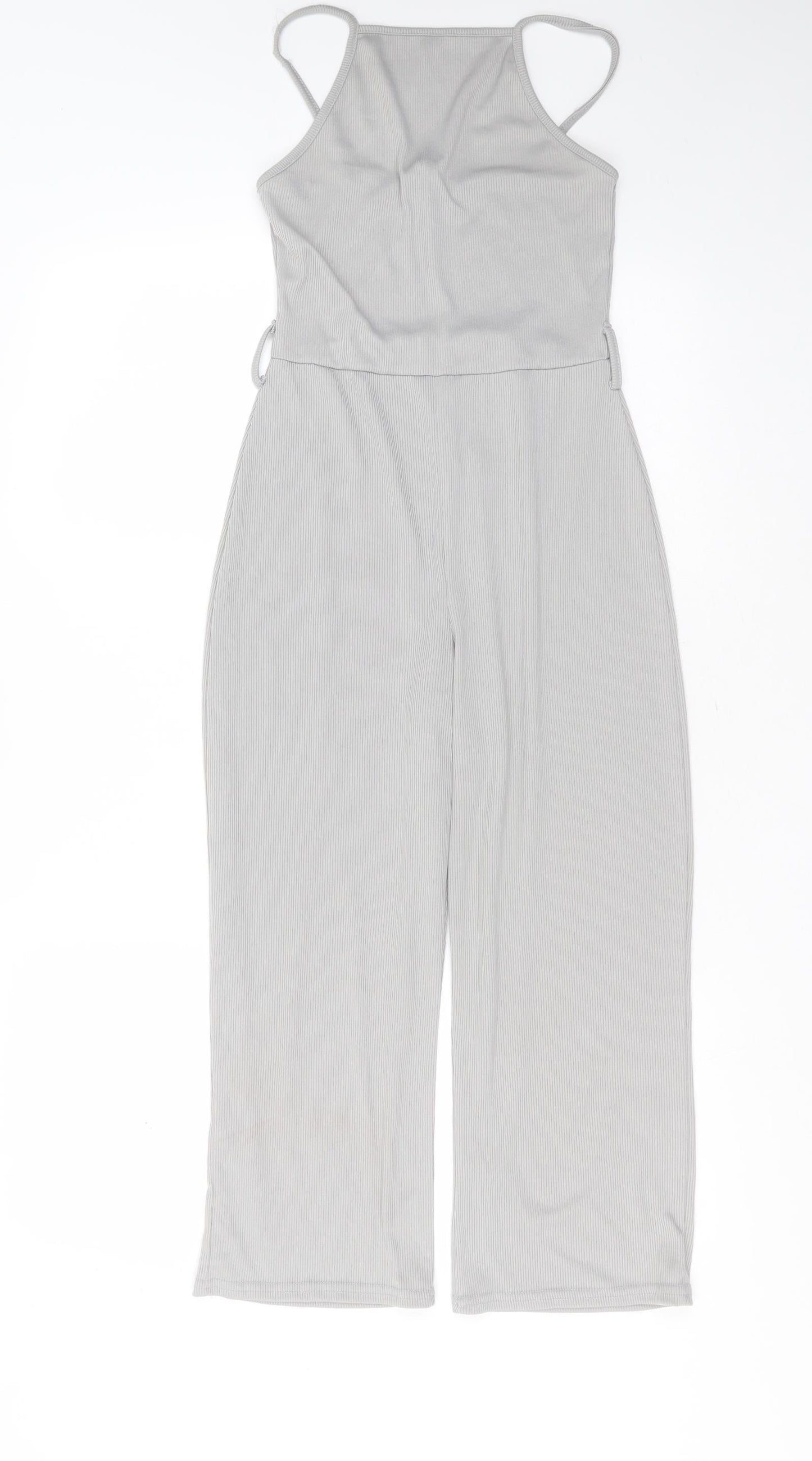 Boohoo Womens Grey Striped Polyester Jumpsuit One-Piece Size 4 L20 in