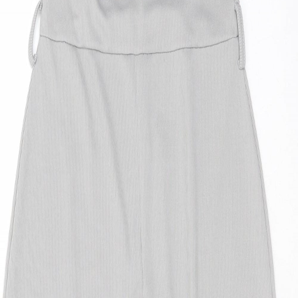 Boohoo Womens Grey Striped Polyester Jumpsuit One-Piece Size 4 L20 in