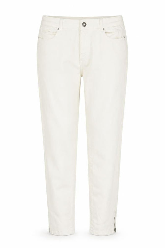 Front view of Monsoon women’s white cotton skinny jeans, size UK 12, 30-inch leg slim zip