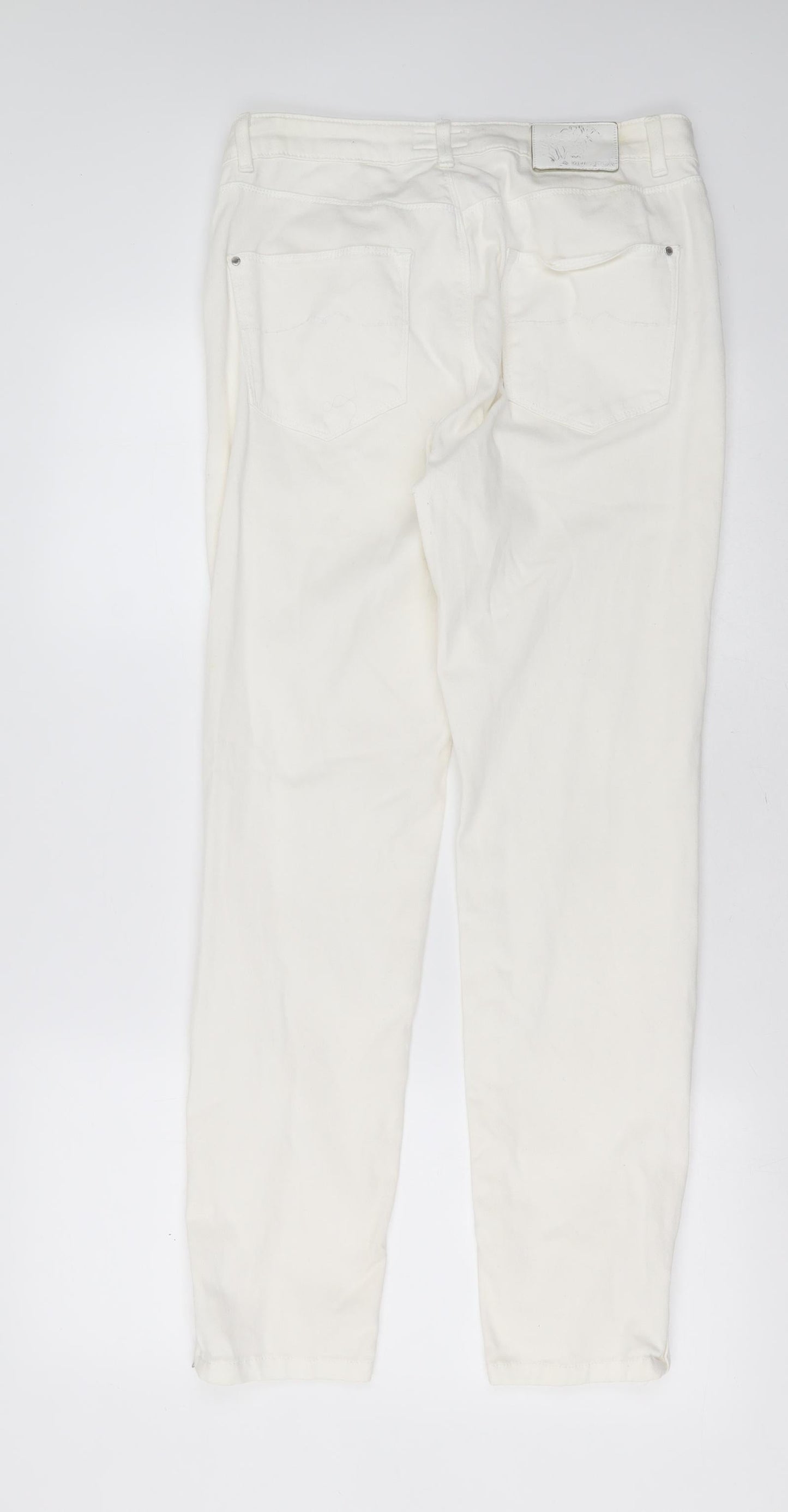 Monsoon Womens White  Cotton Skinny Jeans Size 12 L30 in Slim Zip
