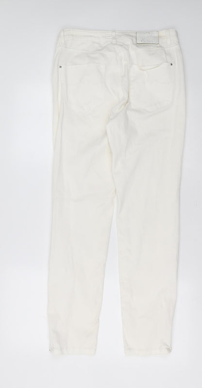 Monsoon Womens White  Cotton Skinny Jeans Size 12 L30 in Slim Zip