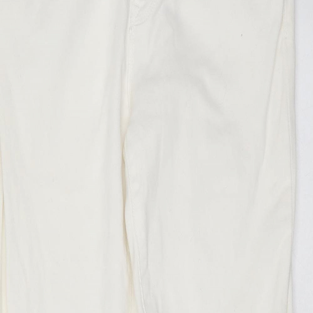 Monsoon Womens White  Cotton Skinny Jeans Size 12 L30 in Slim Zip