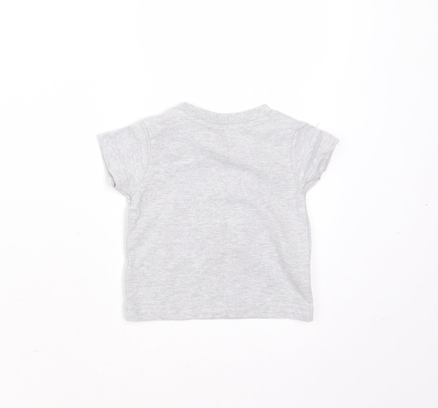 Nutmeg Baby Grey  Cotton Basic T-Shirt Size 0-3 Months Round Neck  - mini boss
