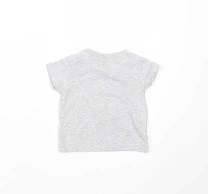 Nutmeg Baby Grey  Cotton Basic T-Shirt Size 0-3 Months Round Neck  - mini boss