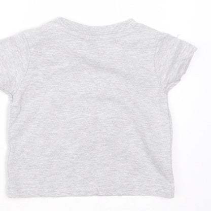 Nutmeg Baby Grey  Cotton Basic T-Shirt Size 0-3 Months Round Neck  - mini boss