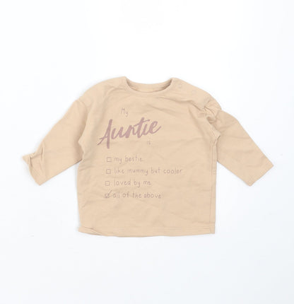 George Baby Beige  Cotton Pullover Jumper Size 0-3 Months   - my auntie