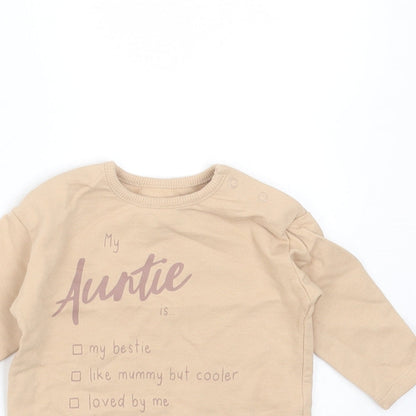 George Baby Beige  Cotton Pullover Jumper Size 0-3 Months   - my auntie