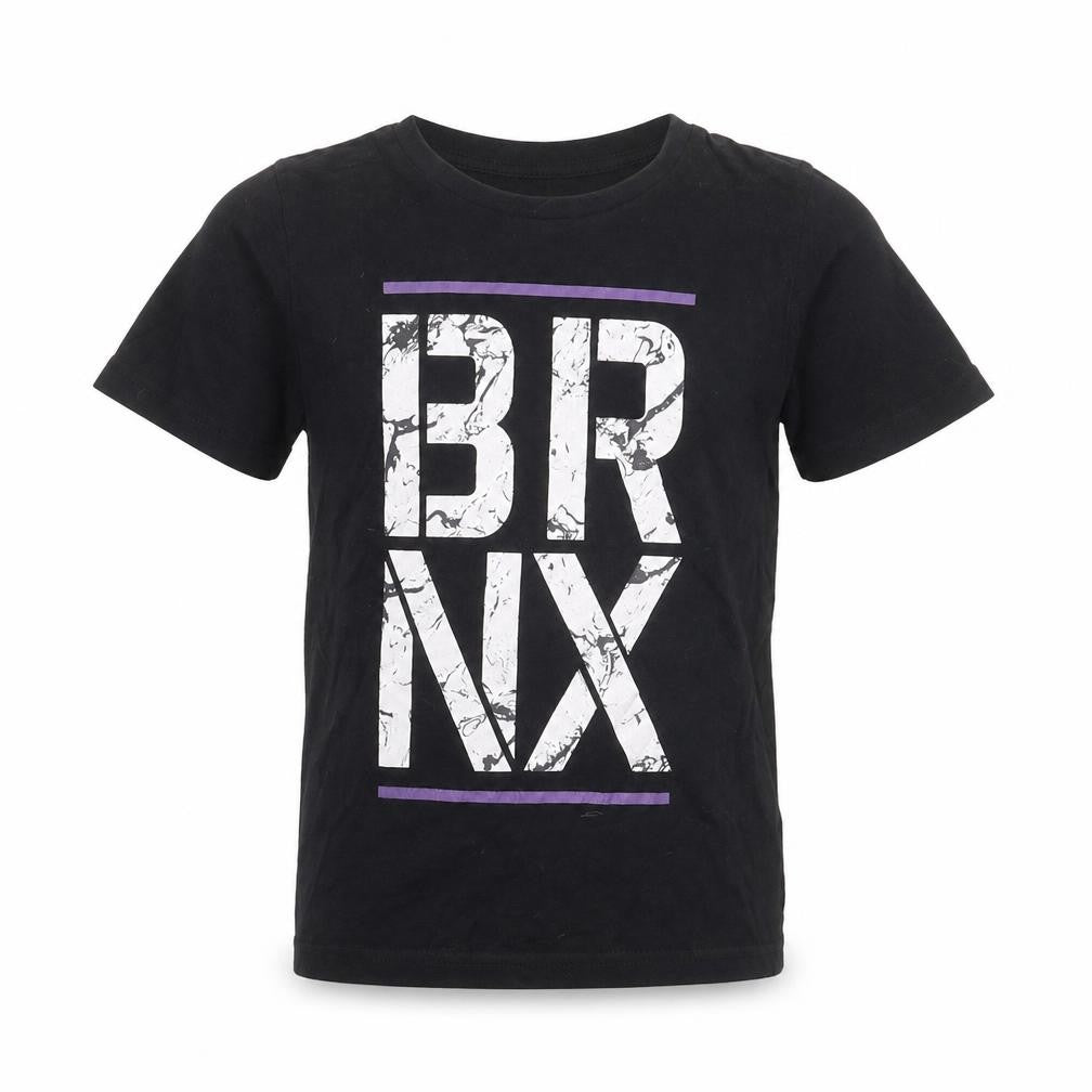 Front view of Very boys’ black cotton basic t-shirt, size 8, years round neck - brnx