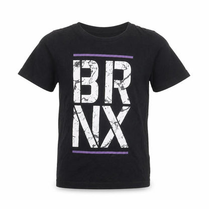 Front view of Very boys’ black cotton basic t-shirt, size 8, years round neck - brnx