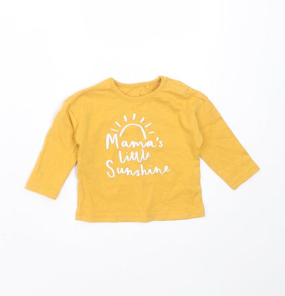 TU Baby Yellow  Cotton Basic T-Shirt Size 0-3 Months Round Neck  - mamas little sunshine