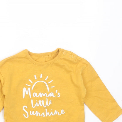 TU Baby Yellow  Cotton Basic T-Shirt Size 0-3 Months Round Neck  - mamas little sunshine