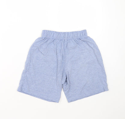 Marks and Spencer Girls Blue Solid Cotton  Sleep Shorts Size 8-9 Years