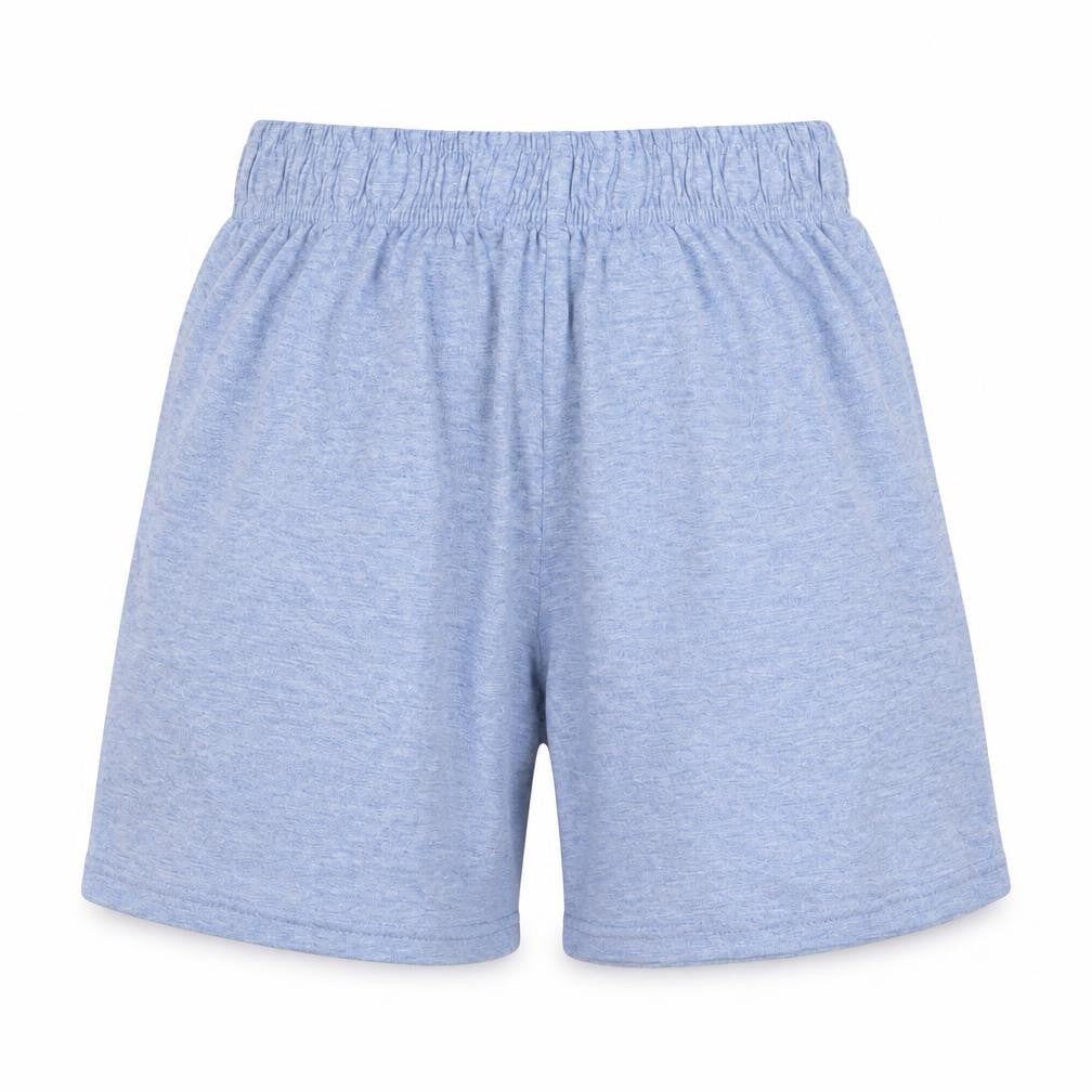 Front view of Marks & Spencer girls’ blue solid cotton sleep shorts, size 8-9, years