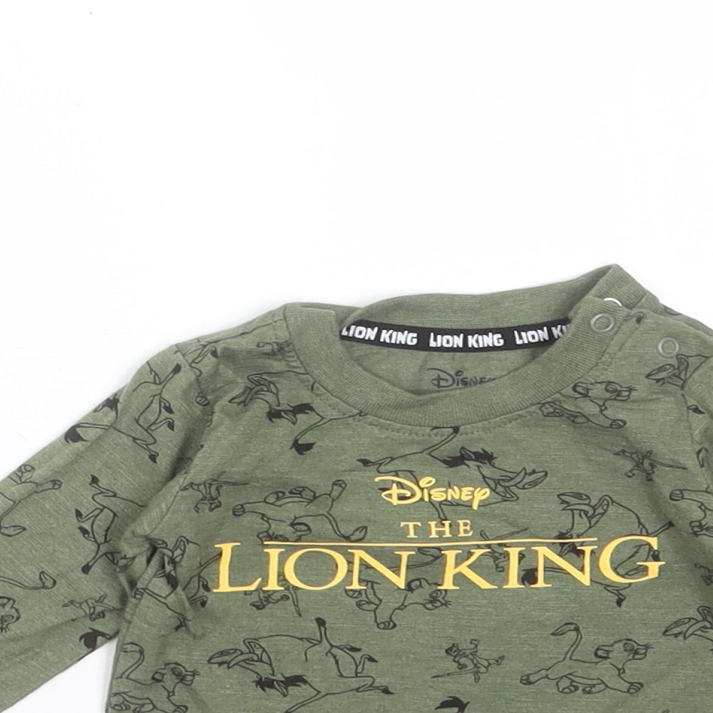 Primark Baby Green  Cotton Basic T-Shirt Size 0-3 Months Round Neck  - lion king