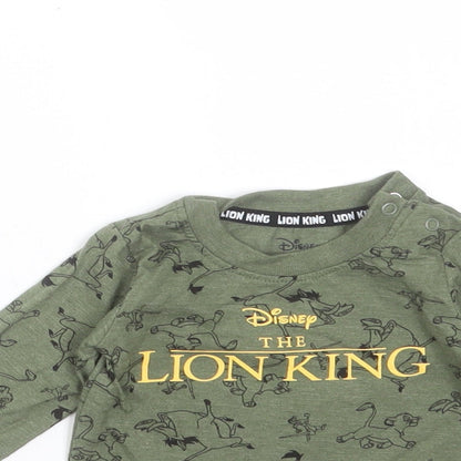 Primark Baby Green  Cotton Basic T-Shirt Size 0-3 Months Round Neck  - lion king