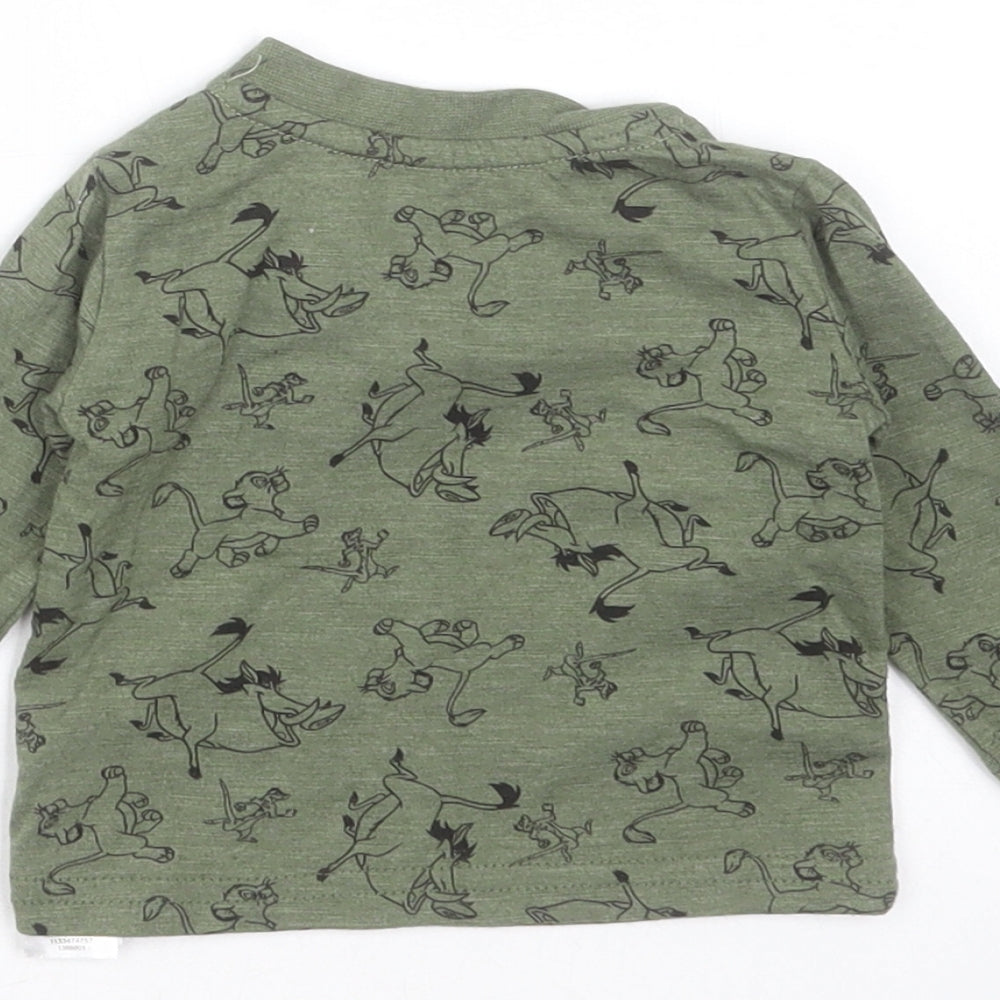 Primark Baby Green  Cotton Basic T-Shirt Size 0-3 Months Round Neck  - lion king