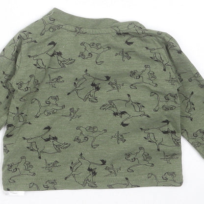 Primark Baby Green  Cotton Basic T-Shirt Size 0-3 Months Round Neck  - lion king