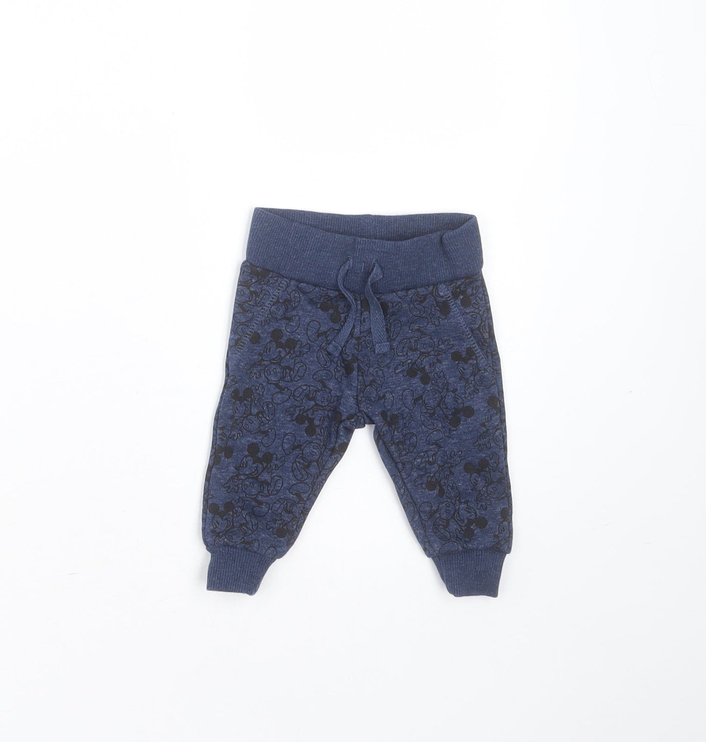 Primark Baby Blue  Cotton Jogger Trousers Size 0-3 Months  Drawstring - Mickey Mouse Print