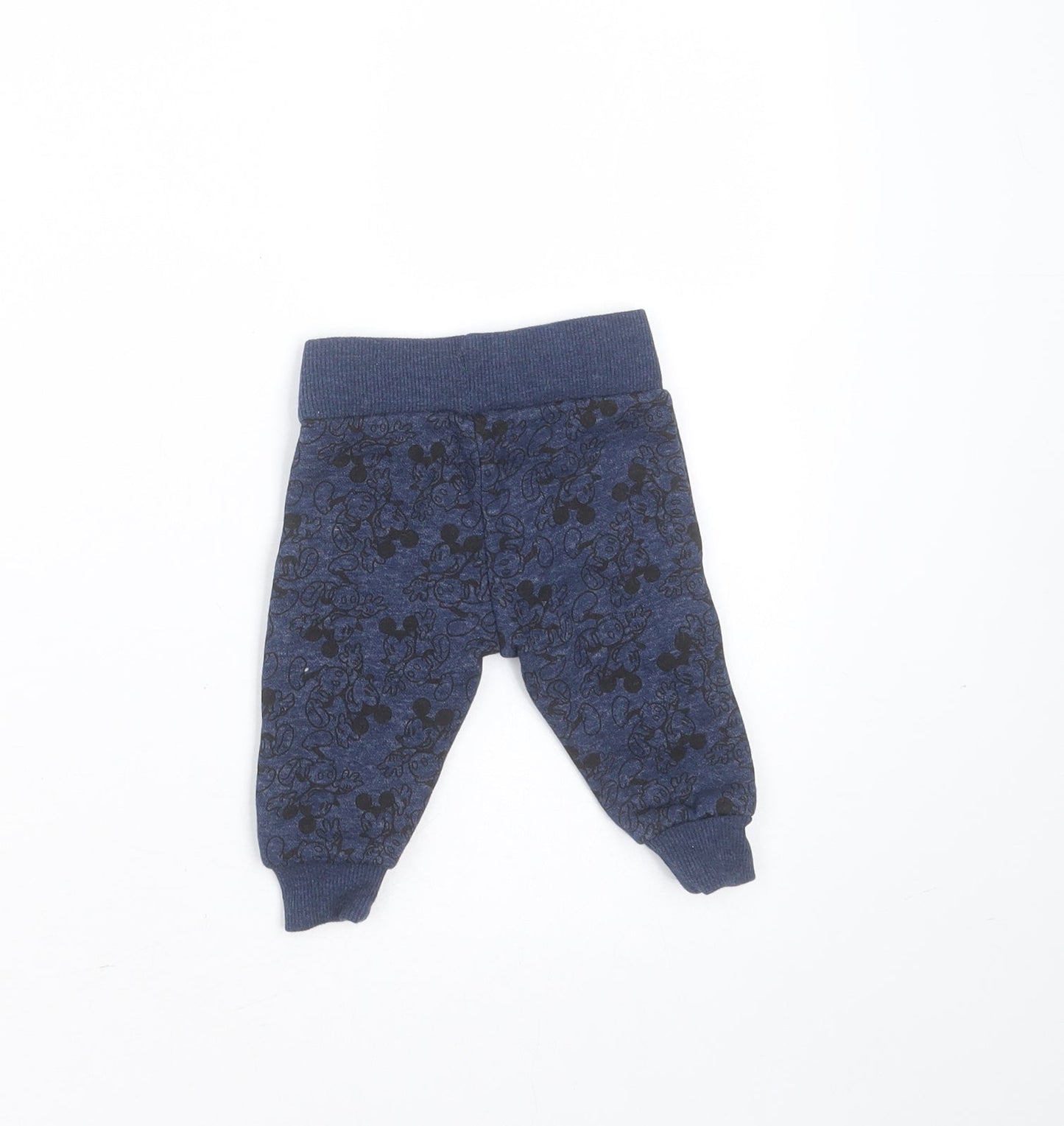 Primark Baby Blue  Cotton Jogger Trousers Size 0-3 Months  Drawstring - Mickey Mouse Print