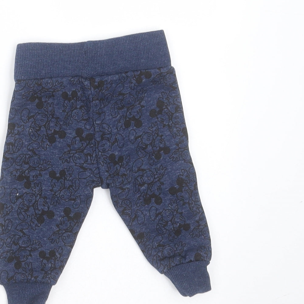 Primark Baby Blue  Cotton Jogger Trousers Size 0-3 Months  Drawstring - Mickey Mouse Print