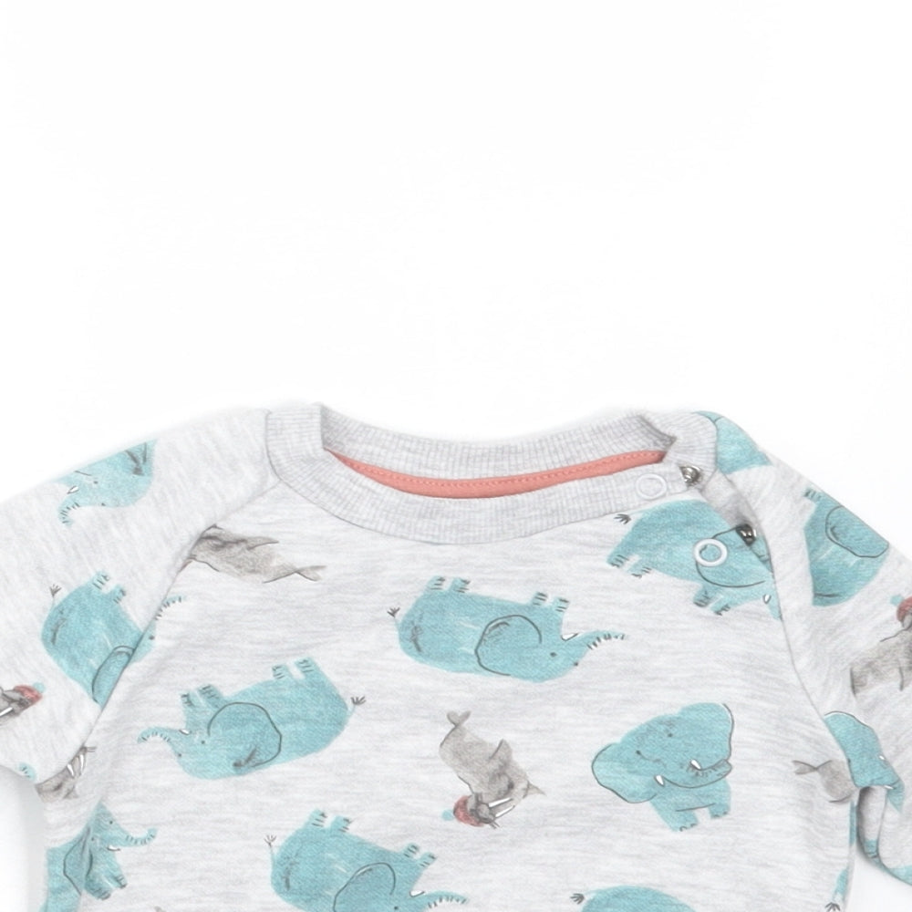 Primark Baby Grey  Cotton Pullover Jumper Size 0-3 Months   - elephant print