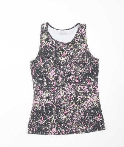 Additional front view of Primark girls’ black polyester basic tank, size 12-13, years round neck - active wear