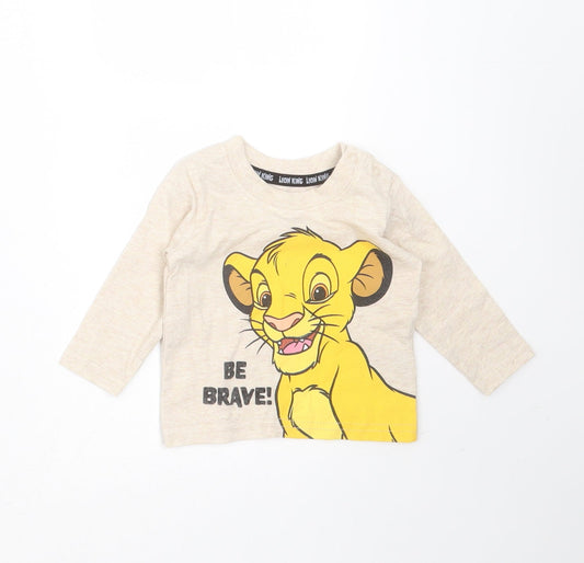 Primark Baby Beige  Cotton Basic T-Shirt Size 0-3 Months Round Neck  - Simba Lion King
