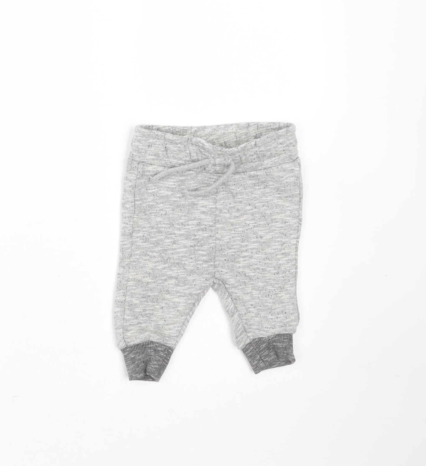 Nutmeg Baby Grey  Cotton Jogger Trousers Size 0-3 Months  Drawstring
