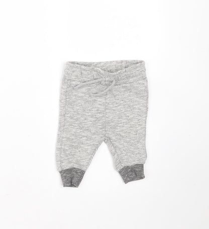 Nutmeg Baby Grey  Cotton Jogger Trousers Size 0-3 Months  Drawstring